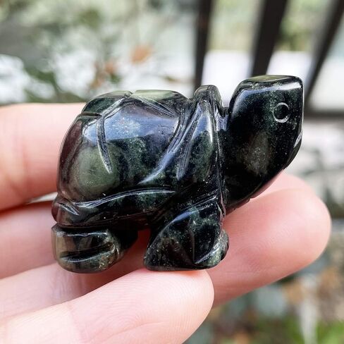 Africa Bloodstone Stone Turtle Statue, Hand Carved Tortoise Animal Collectible Sculpture Fengshui Healing Crystal 1.5"(40mm) in Kuwait