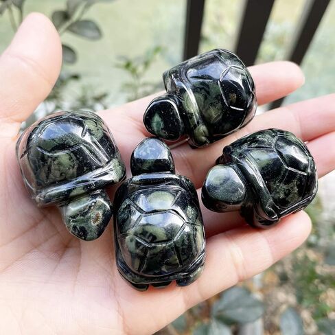 Africa Bloodstone Stone Turtle Statue, Hand Carved Tortoise Animal Collectible Sculpture Fengshui Healing Crystal 1.5"(40mm) in Kuwait