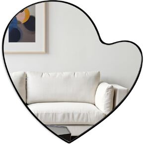 SUMGAR Wall Mirror Decor Boho Farmhouse White Round Circle Flower Wavy Wood Framed Mirror Decorative for Entryway Bathroom Bedroom Living Room Beauty Aesthetic 15×15 Inch HD Glass