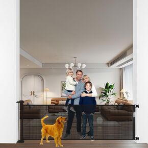 Extra-Wide Retractable Baby & Pet Gate - 31" Tall, Extends up to 71" Wide, Easy One-Hand Operation, Family Choice Award Winner, Safe for Kids & Pets, Indoor & Outdoor, Black in Saudi Arabia