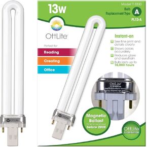 OttLite 13W Replacement Tube Light Bulb with Magnetic Ballast Bulb - Compact Fluorescent Light Replacement for Lamps Purchased Before 2008, Natural Daylight, Low Heat & Glare Type A Light Bulb…