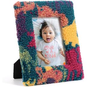 5x7 Frame for Family Photos Drawings Posters, Watercolor-style Fluffy Decorative Picture Frame with Stand and Real Glass for Home Living Room Bedroom Decor (Colorful)