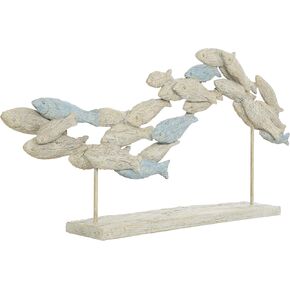 Deco 79 Polystone Fish Decorative Sculpture Textured Ombre Swimming Home Decor Statue with Stand, Accent Figurine 24" x 3" x 11", Light Blue