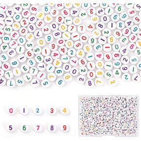 900pcs Number Beads for Bracelets，9 Colors 0-9 Number DIY Jewelry Making Bracelet Necklace Keychain Crafts Making 7x4mm