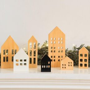 7 قطع عيد الميلاد منزل خشبي عيد الميلاد كتلة خشبية علامات ريفي عيد الميلاد ديكور الجدول منازل صغيرة عيد الميلاد ديكور مزرعة القواطع الخشبية لعيد الميلاد عطلة الشتاء منضدية المركزية علامة in Kuwait