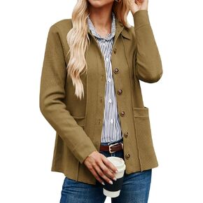 GRACE KARIN Women Casual Cardigan Knit Button Down Shirts Long Sleeve Shacket Jacket with Pockets