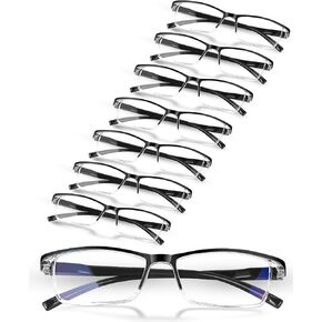 8 Pack Reading Glasses for Men-Blue Light Blocking Computer Readers Women-With Spring Loaded Hinges