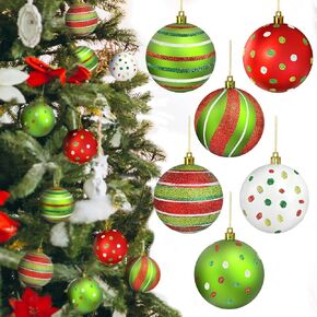 12 Packs Christmas Ball Lime Green Christmas Ornaments Glittering Candy Land Christmas Tree Decorations Elf Balls Swirl Candy Cane Ornaments Santa Tree Pendants Decoration