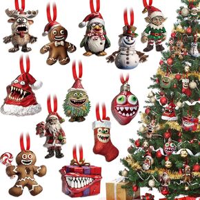 36 جهاز كمبيوتر شخصى نمط الرعب هالوين شجرة عيد الميلاد الحلي الخشبية زينة الزنجبيل رجل زومبي الوحش القاتل ثلج قزم البطريق الأيائل زخرفة الرعب لعيد الميلاد عيد الهالوين شجرة ديكور in Kuwait