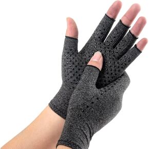 Arthritis Compression Gloves for Women Men, Anti-Slip Glue Dot & Fingerless Breathable & Moisture Wicking Compression Gloves for Relieving Rheumatoid Pains, Joint Swell, etc