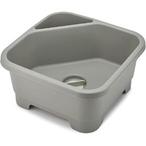 Joseph Joseph Duo Square Wash Dish Basin for Kitchen and RV Basin with Cutlery, Sponges and Brushes Compartment, Grey