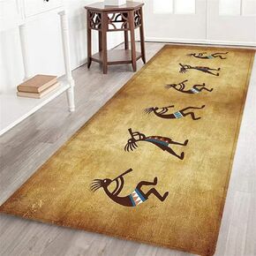 Rustic Southwestern Long Runner Rug for Hallway,Southwest Native American Kokopelli Ethnic,Rectangular Area Rug Non-Slip Floor Carpet for Bedroom Indoor Doormat Entrance Door Mat Washable Kitchen Rugs