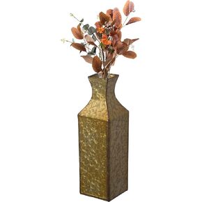 20 inch Antique Style Metal Bottle Shape Gold Floor Vase for Entryway, Living Room, Dining Room, Home Decor, Centerpiece, Ornamental, Vintage-Inspired, Elegant Tall Statement Piece, Medium
