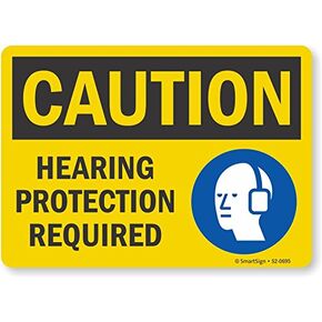 SmartSign “Caution - Hearing Protection Required" Sign | 7" x 10" Aluminum