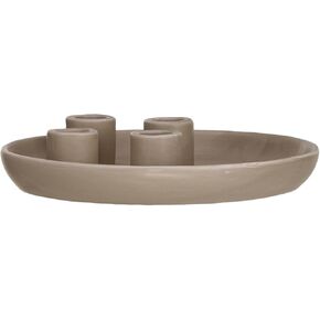 Creative Co-Op Matte Stoneware Advent Taper Candleholder, Tan Color