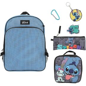 Disney's Stitch 5-Piece Mesh Backpack & Lunchbox Set