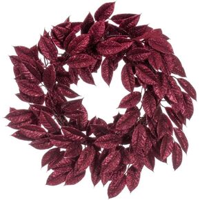 Vickerman 24" Burgundy Artificial Gardenia Glitter Wreath.
