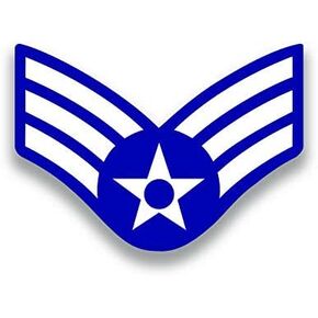 USAF E4 SRA Senior Airman Air Force 5-Inch Rank 2-Pack Premium Quality Vinyl Decal Stickers | Laminated with UV Protective Laminate | PD3026