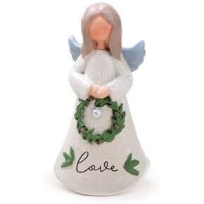 Blossom Bucket 228-13434 Love Christmas Angel with Wreath Figurine, 4-inch Height