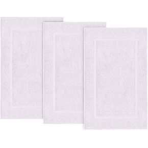 Towels N More Cotton Bath Mats for Bathroom, White Bath Mat [Not a Bathtub Mat] 20x30 Inches, 100% Highly Absorbent and Machine Washable Shower Bathroom Floor Mat (3, White)