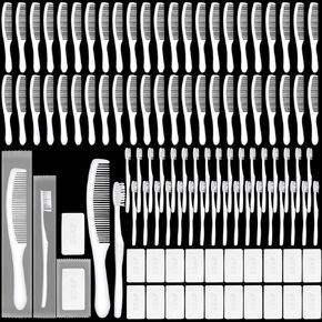 Hushee 300 Pieces Disposable Toothbrushes and Comb Soap Set for Homeless 100 Pcs Bulk Toothbrushes 100 Pcs Travel Hair Combs 100 Pcs Mini Soap Bars Individually Wrapped for Hotel Travel Homeless Care