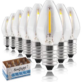 LED Night Light Bulb – C7 E12 LED Bulbs – Candelabra Light Bulbs, 1 Watt Equivalent 10W Incandescent Bulb, Warm White 2700K, Window Candles & Chandeliers Replacement Bulb, 8 Pack