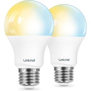 Linkind Smart Light Bulbs, Soft White to Daylight Tunable (2700K-6500K), Alexa Light Bulbs, Work with Alexa & Google Home, CRI>90, 2.4GHz Wi-Fi & Bluetooth LED, A19 E26, 800LM, 60W Equivalent (4-Pack)