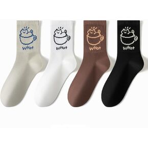 Crew Socks for Women, Feature Cotton Socks, Sluchy Socks for Girl, 4 Pairs