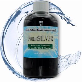 FountSILVER Fountain Water Treatment - Concentrated True Colloidal Silver - 250 mL (8.45 Fl Oz) in Amber BPA-Free Bottle