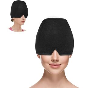 WORLD-BIO Migraine Cap Migraine Headache Relief Hat, Head Ice Pack for Head Tension Relief, Cold Cap for Migraines, Migraine Ice Head Wrap for Sinus & Stress Pain Relief, Headache Cap Black