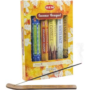 HEM Hexagonal Calming Fragrances Series Incense Bouquet-7 & Free Holder with 6 Most Liked Fragrances | Frankincense Myrrh, Precious Lavender, Cinnamon, White Sage, Palo Santo