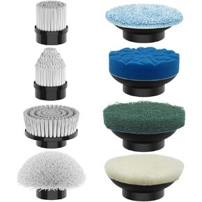 TUYU Replaceable Brush Heads Electric Spin Scrubber,4 Pack Brush Heads & 4 pcs Extra Brushes Kit, Cordless Spin Scrubber Power Cleaning Brush for Bathroom Floor