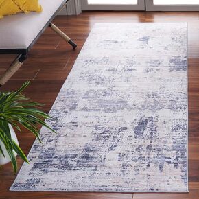 Safavieh Tacoma Collection Runner Rug - 2'6" x 8', Beige & Blue, Geometric Design, Machine Washable & Slip Resistant, Ideal for High Traffic Areas in Entryway, Kitchen & Bathroom (TAC944B-28)