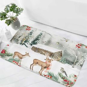 Christmas Snowman Bathroom Rugs Extra Soft Bath Mat, Winter Holiday Xmas Forest Rustic Farmhouse Bathroom Mat with Non-Slip Bottom Bath Rugs 17x29 Inch