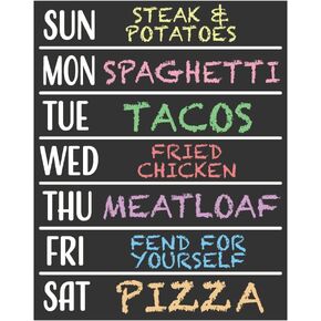 JennyGems Weekly Meal Planner Chalkboard Sign, Dinner Menu Board 11.5x14.5 Inches, Reusable Chore Chart, to Do List, Business Office Hours Sign, Weekly Planner