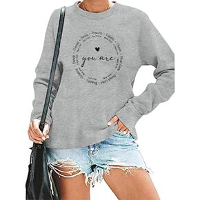 Christian Sweatshirts for Women Faith Jesus You Are Enough Inspirational Shirts Blessed Saying Positive Pullover Top