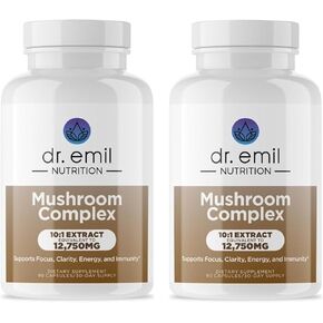 DR. EMIL NUTRITION 10 Mushroom Supplement for Mental Clarity, Focus & Immune Support - Functional Mushroom Nootropic Supplement with Lions Mane Extract, Cordyceps, Turkey Tail & More