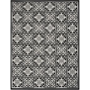 Nourison Aloha Indoor-Outdoor Black White 9' x 12' Area Rug, Easy Cleaning, Non Shedding, Bed Room, Living Room, Dining Room, Kitchen (9x12)