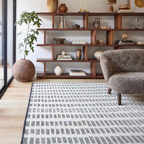 Rugs USA x Arvin Olano Parker Check Textured Area Rug, 8x10, Ivory