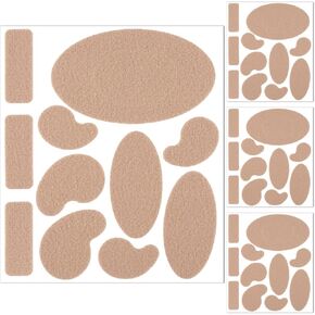 4 Sheets Moleskin Adhesive Pads, Multi-Shapes Moleskin Tape, Moleskin Strips Prevention Pads Anti-Wear Mole Skin Patch for Feet Heels- Nude Color