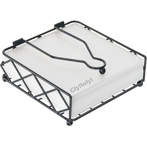Flat Napkin Holder for Table with Weighted Arm, Square Napkin Basket Holders, Elegant Rustic Metal Modern Napkin Holder for Kitchen, Countertops & Outdoor Tables, Dining Room
