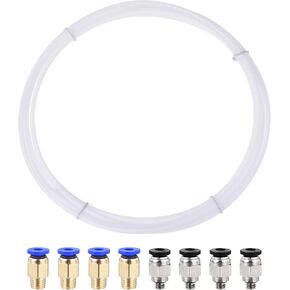 uxcell Pneumatic PTFE Air Tubing Kit with M5 M8 Push to Connect Fittings for Air Hose Line Pipe 4mm OD 4M White