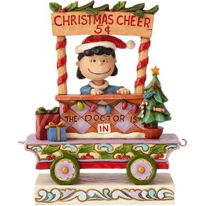Enesco Peanuts by Jim Shore Lucy Christmas Stone Resin Train Car Figurine, 5.43", Multicolor