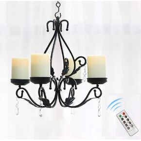 Flameless Candles Chandelier 4-Light Waterproof Crystal Metal Wall Sconces Modern Farmhouse Table Lamp with Remote Control and Timer for Indoor or Outdoor Gazebo Patio Bedroom Hallway Bar Kitchen