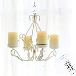 Flameless Candles Chandelier 4-Light Waterproof Crystal Metal Wall Sconces Modern Farmhouse Table Lamp with Remote Control and Timer for Indoor or Outdoor Gazebo Patio Bedroom Hallway Bar Kitchen
