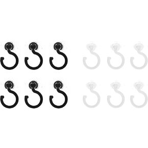 12 PCS Adhesive Hooks 360°Rotating,3 Inch Ceiling Heavy Duty Wall Hooks Under Cabinet Coat Hooks Swivel Utility Hook for Hanging Clothes,Bag,Hat,Black