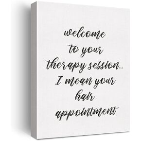 LEXSIVO Hair Salon Print Canvas Wall Art Beauty Salon Decor Welcome to Your Therapy Session Hair Therapy Painting 12x15 Canvas Poster Framed Ready to Hang Artwork Hairstylist Gift