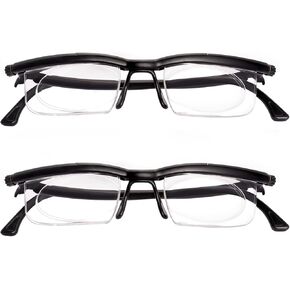 OKH 2packs Adjustable Focus Reading Glasses - Flexible Diopter Control Eyeglasses, 1D to +3D Diopters for Unisex Reading and Distance Vision
