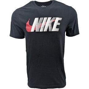 Nike Men's Sportswear Graphic Short Sleeve Shirt (X-Large, Black (White Razor/Red Swoosh))