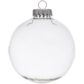 Crafters Square Clear DIY Plastic Globe Hanging 4in Inch Round Ornament Decoration Paintable Fillable, Christmas